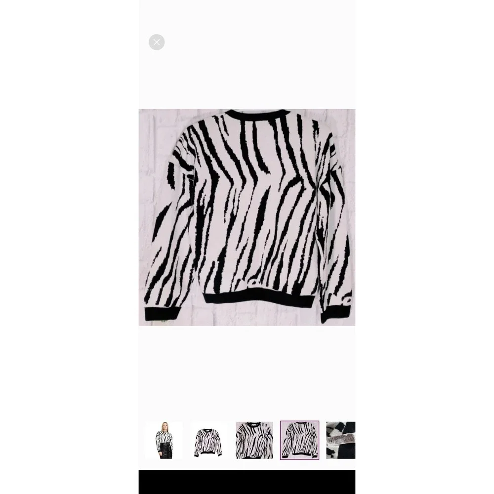 Endless Rose Women's L Zebra Print Knit Soft Pullover‎ Sweater Whimsigoth